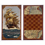 Игра нарды шахматы “Морские“ в дерев. коробе, малые фотография