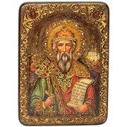 Икона аналойная Святой равноапостольный князь Владимир на мореном дубе фото