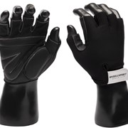 Перчатки для фитнеса с фиксатором unisex кожа черные Q12 фото