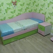 Кровать детская односпальная зелено-розовая фото