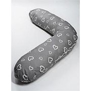 Подушка для беременных “Бумеранг“ сердечки на сером, наполнитель холлофайбер фото