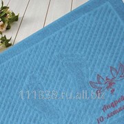 Махровый коврик с именной вышивкой бирюзовый