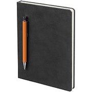 Ежедневник Magnet с ручкой, черный с оранжевым фотография