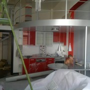 Кухня в красных тонах мдф глянец в алюминиевом профиле