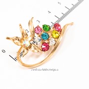 Брошь ''Цветок с разноцветными камнями'', (4 см) 222151(8) фото