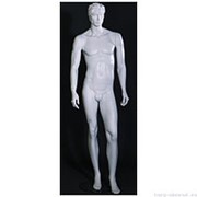 Манекен мужской стилизованный, скульптурный белый, для одежды в полный рост, стоячий прямо. MD-MW-71