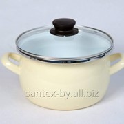 Кастрюля сфера объемом 4 л с полой ручкой на корпусе со стеклянной крышкой с пластиковой фурнитурой артикул 1-2440112(Беж) Беж фото