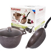 Набор кухонной посуды Kukmara №8 антипригарное покрытие линия Мраморная кофейный мрамор