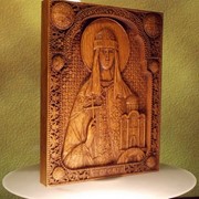 Деревяная икона Св. Ольга фотография
