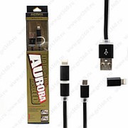 USB Cable Remax Dataline Aurora 1M 2 in 1 Lightning, Micro USB Black (Черный) фото