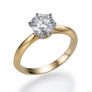 Золотое кольцо с бриллиантом каратность 1ct фотография