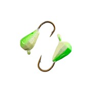 Мормышка свинцовая East Coast Граненый конус цв. белое брюшко/зел. спинка, фосф. 0,98г.5/10мм фото