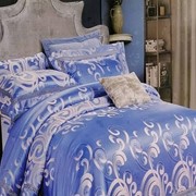 Комплект постельного белья евростандарт синее с орнаментом фотография
