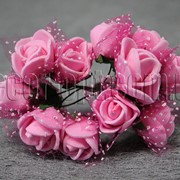Букет розовых розочек с фатином из латекса 2 см 3531
