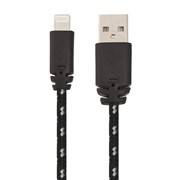USB кабель «LP» для Apple iPhone/iPad Lightning 8-pin в оплетке (черный/коробка) фотография