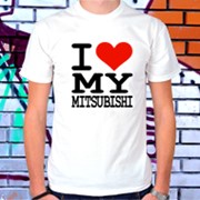 Сувенирная продукция с трафаретной печатью Мужская футболка I love my Mitsubishi фото