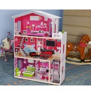 Большой кукольный домик с лифтом. Домик для барби с мебелью. фото