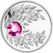 Монета с лиловым кристаллом Турмалин, серебро фото