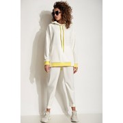 Спортивный костюм с худи бело-желтый для стройных и полных девушек С 7191 р. 42-58 фото