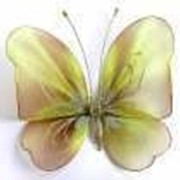 Бабочка декоративная для штор и тюлей большая салатово-коричневая 20*18 см фурнитура фото