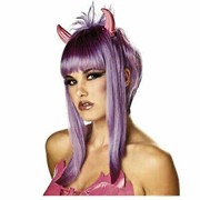 Аксессуар для праздника California Costumes Парик Дьяволица с рожками фиолетовый женский, универсальный фотография