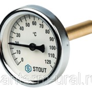 Термометр биметаллический Ø 80 мм, погружной гильза 75 мм STOUT