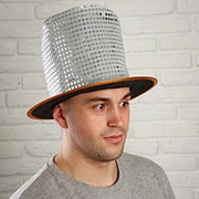 Карнавальная шляпа Цилиндр, р-р. 56-58, цвет серебряный (Карнавальная шляпа «Цилиндр», р-р. 56-58, цвет фотография