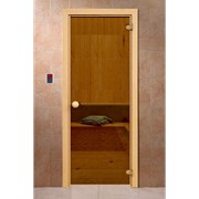 Дверь для бани и сауны DoorWood 1900х700 мм, Бронза фото