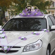 Комплект свадебных украшений на машину мишки и ленты, фиолетовый фото