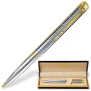 Ручка шариковая Galant GFP023, подарочная, корпус серебристый, золотистые детали, синяя фотография