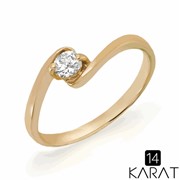 Золотое кольцо с бриллиантом 0,15 карат (Код: 13042) фото