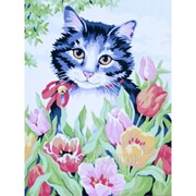 Картина Кот в цветах фотография