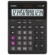 Калькулятор настольный CASIO GR-14T-W (210х155 мм), 14 разрядов, двойное питание, черный, GR-14T-W-EP фото