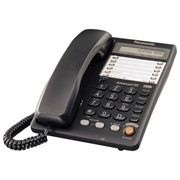 Телефон PANASONIC KX-TS2365RUB, память на 30 номеров, ЖК-дисплей с часами, автодозвон, спикерфон, черный