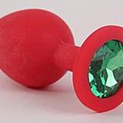 Красная силиконовая пробка с зеленым кристаллом - 9,5 см. фото