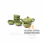 Сервиз чайный 7 предметов глина, глазурь светло-зеленый