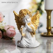 Сувенир “Ангел молящийся“ 16 см, белый с золотым фотография