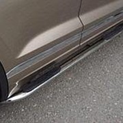Пороги VW Touareg 2018-наст.время (овал. гнутые с накладкой 75х42 мм) фотография