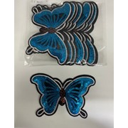 Набор нашивок на термопленке 10 шт синие бабочки фото