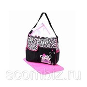 Многофункциональная сумка для мам с пеленкой Зверята, 39х15х32 см, розовый фото