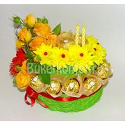 Торт из живых цветов “Красочный“ фото