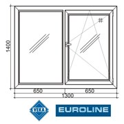 Окна “VEKA Euroline 58“ (двухстворчатое 1300“1400) фото