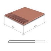 Клинкерная плитка для лестниц Красные с антискользящей полосой (300,300,11)
