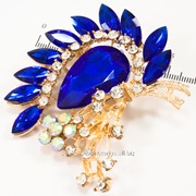 Брошь ''Крупный камень'' с цветными мелкими камнями и стразами,( 5 см) 222093(6) фото