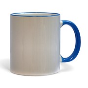 Кружка цветная, ручка и ободок голубая фото