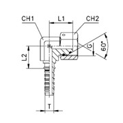 Угол 90° compact фиксир. накидная гайка - конус 60° O-RING - ISO 8434-6 (BS 5200)
