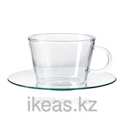 Чашка с блюдцем, прозрачное стекло ГЭЛЛ фотография