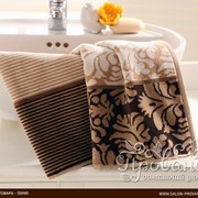 Набор полотенец для ванной 4 шт. Ozdilek DAMASK хлопковый велюр кофейный, с орнаментом 100х150 фото