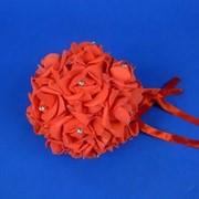 Шар из цветов со стразами 16 см коралловый фото