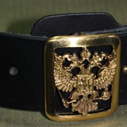 Ремень генеральский с пряжкой “Орел“, черный, с подкладом фотография